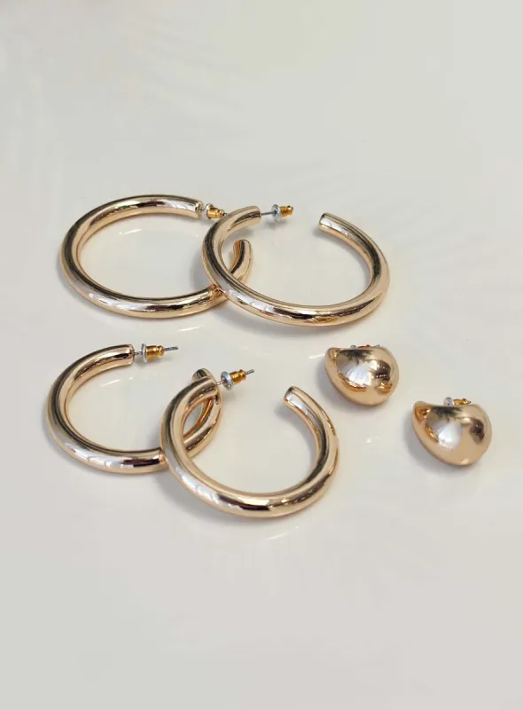 Velvette Earring Pack Gold sold by Princess Polly