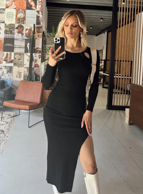 Sidney Long Sleeve Maxi Dress Black sold by Princess Polly
