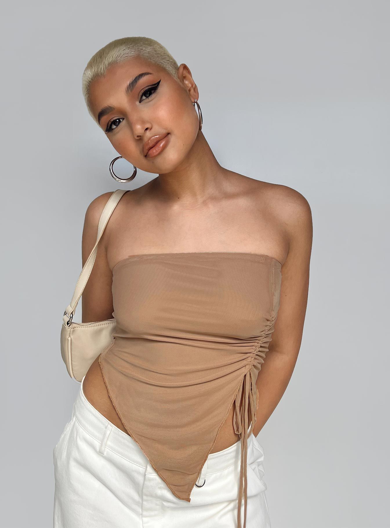 Morello Strapless Top Beige sold by Princess Polly
