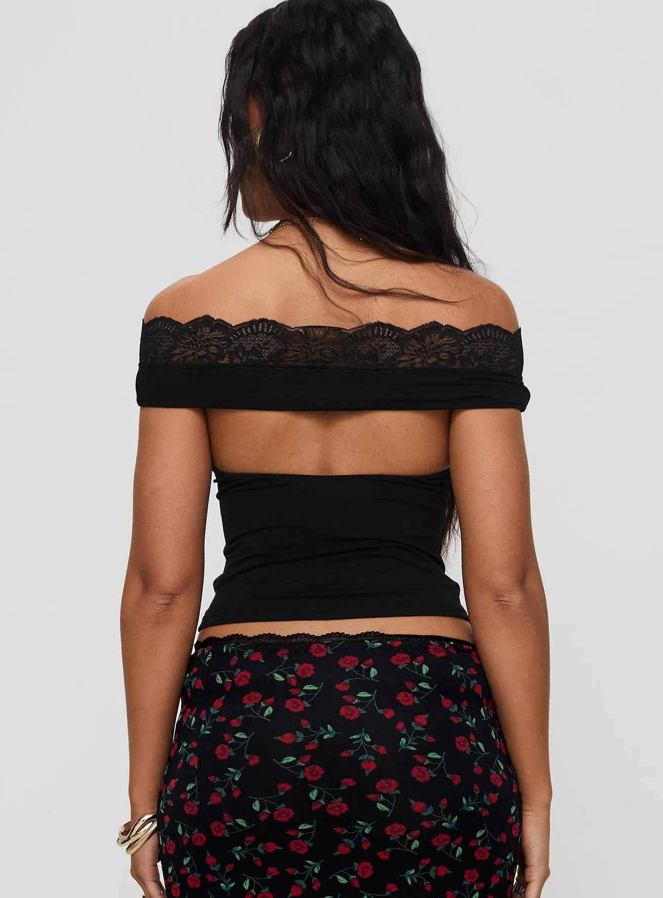 Amarena Off The Shoulder Lace Top Black sold by Princess Polly product image thumbnail 5