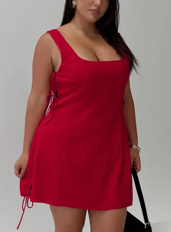 Play It Again Mini Dress Red Curve sold by Princess Polly