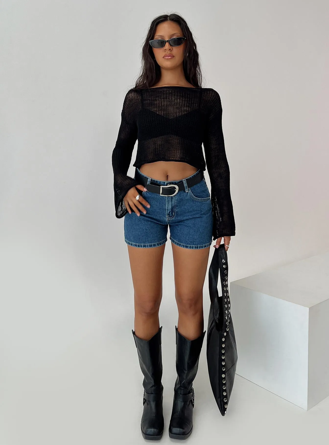 Saldana Shorts Mid Blue Denim sold by Princess Polly