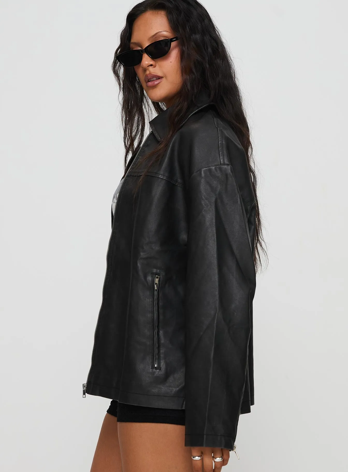 Napoleon Faux Leather Jacket Black sold by Princess Polly product image thumbnail 4