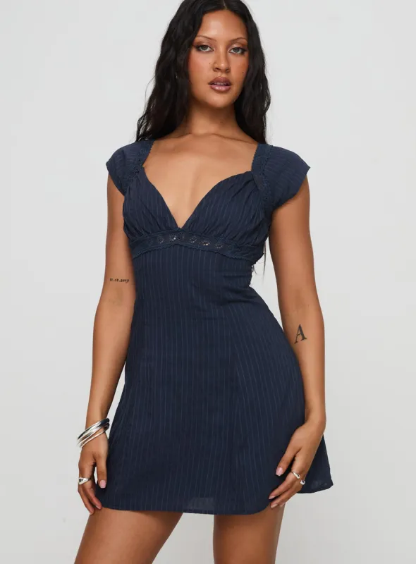 Forever And Always Mini Dress Navy sold by Princess Polly