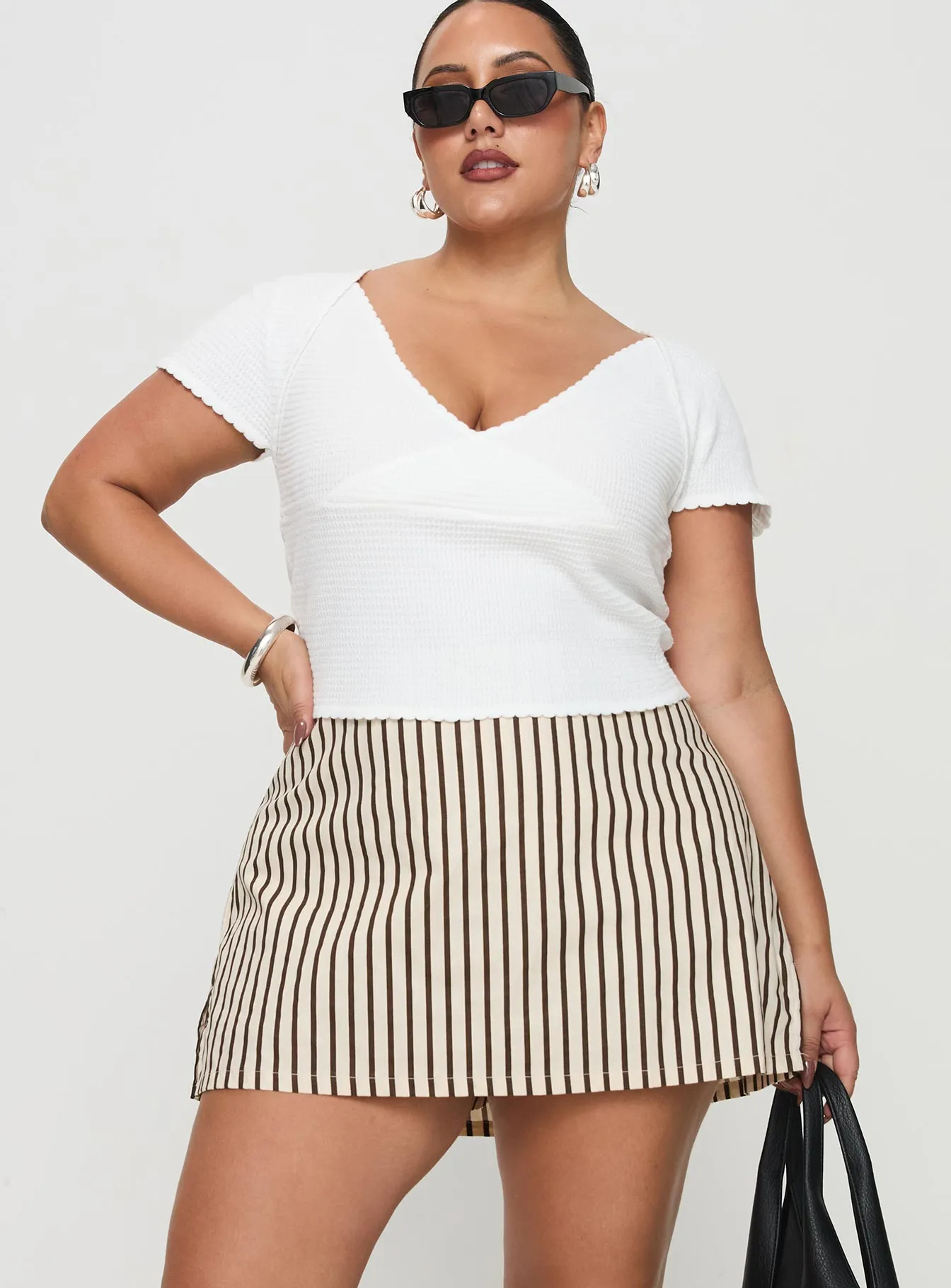 Gigi Skort Beige Stripe Curve sold by Princess Polly product image thumbnail 2