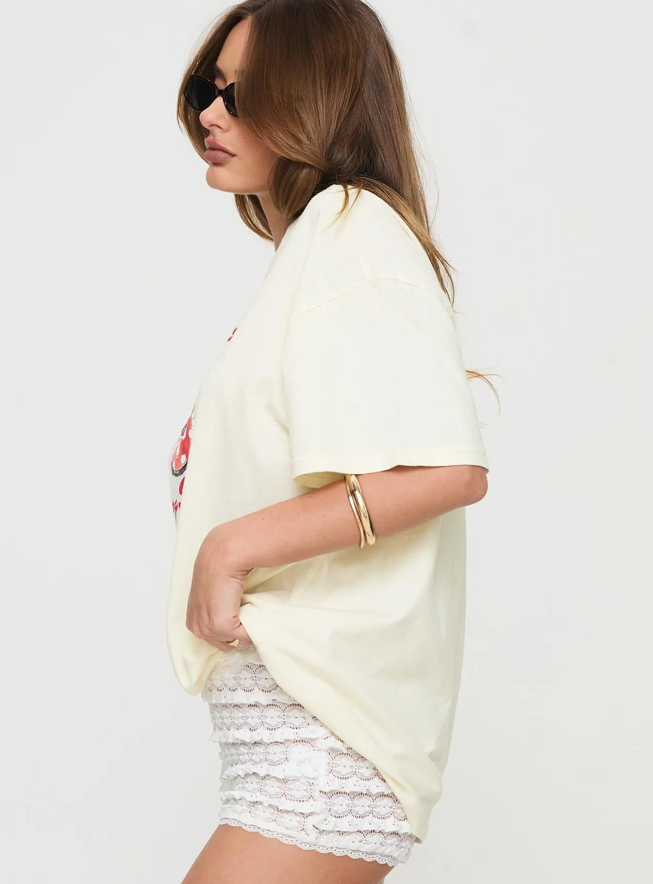 Fresh Cherries Oversized Tee Yellow sold by Princess Polly product image thumbnail 4
