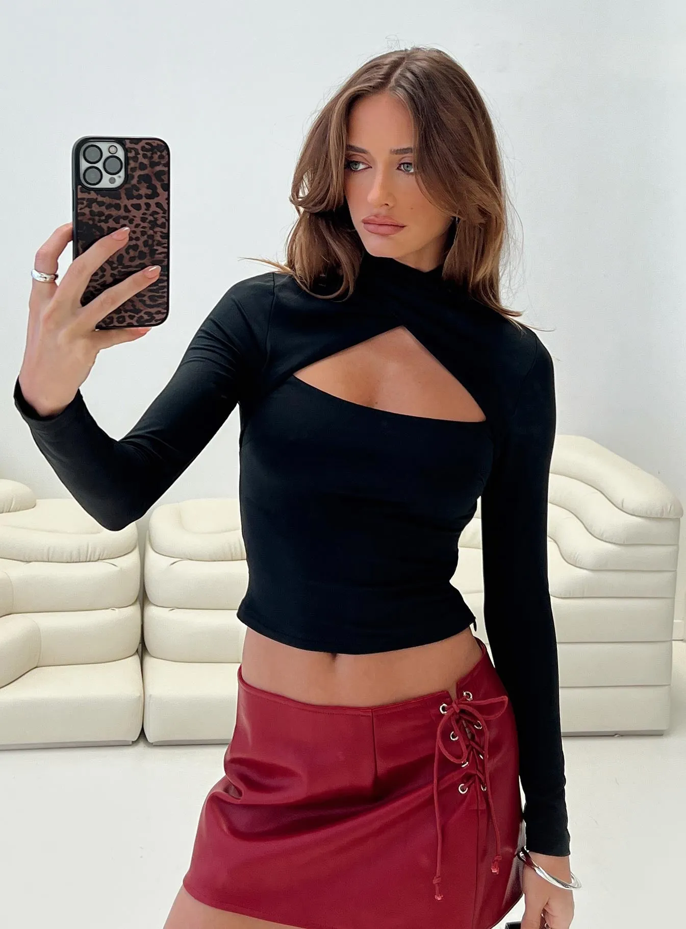 Ganz Long Sleeve Top Black sold by Princess Polly