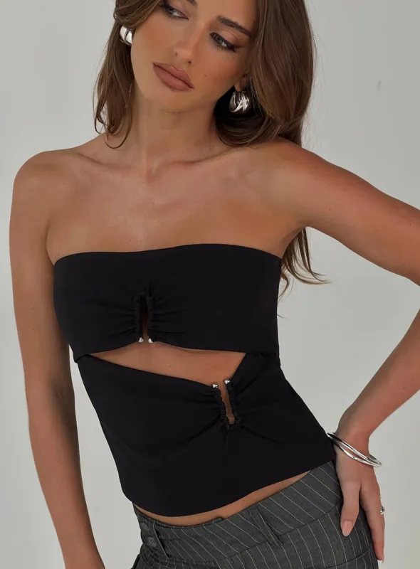Reckless Abandon Strapless Top Black sold by Princess Polly