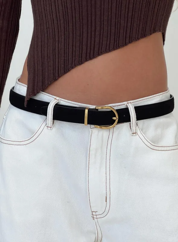 Jaslynn Faux Suede Belt Black sold by Princess Polly