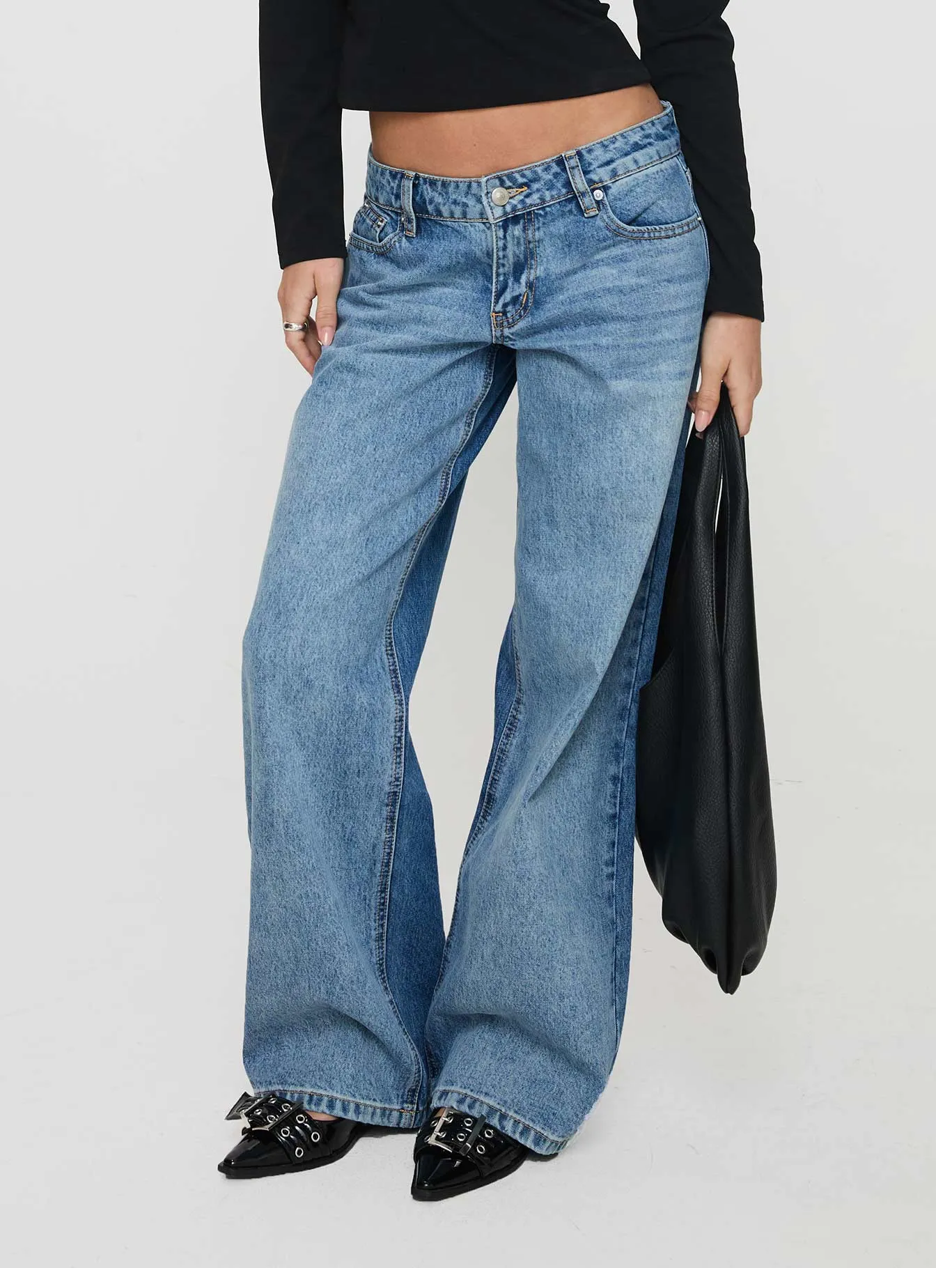 Ferris Two-toned Straight Leg Jean Blue Wash Denim sold by Princess Polly product image thumbnail 2