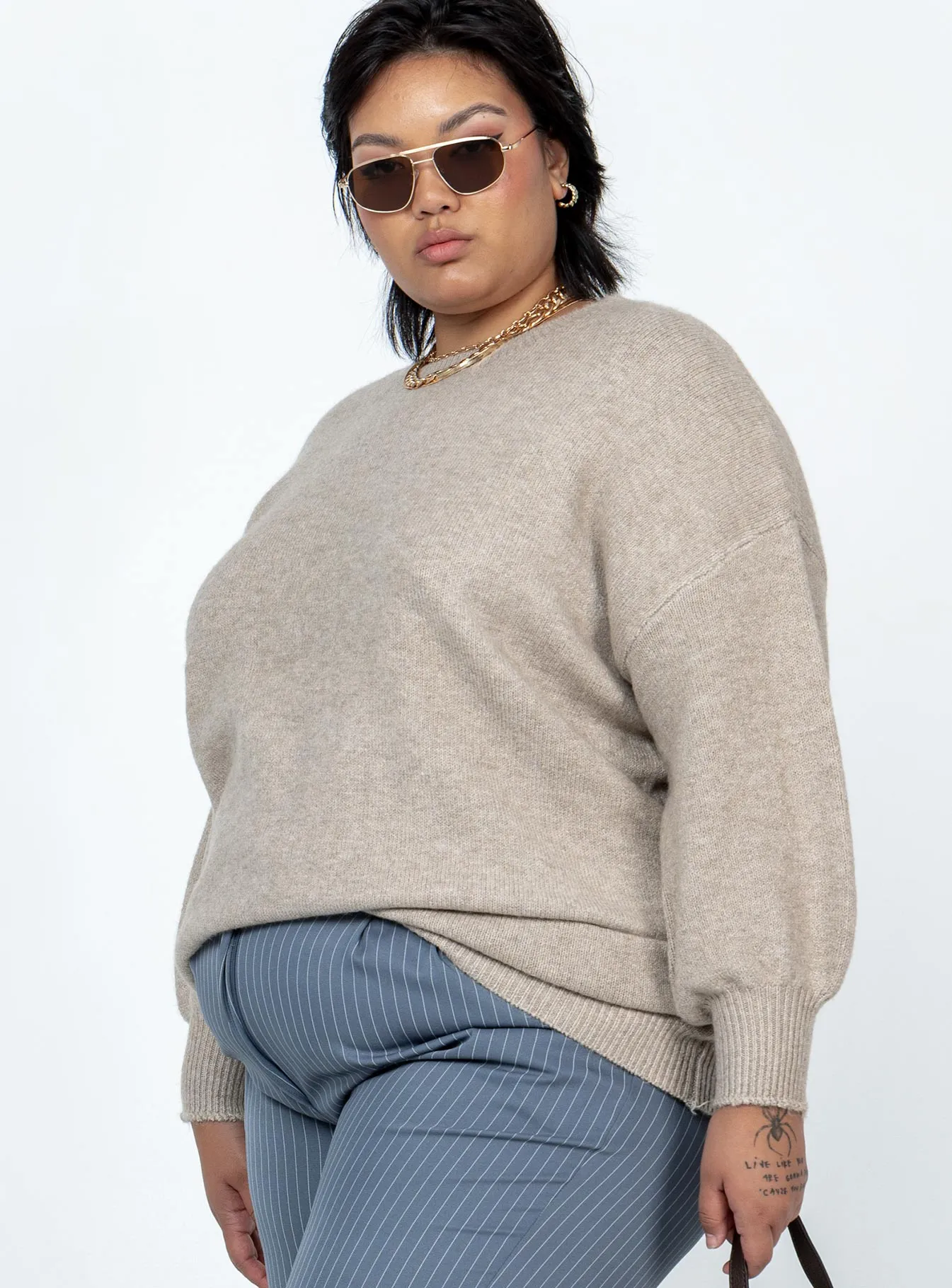 Ryanna Sweater Beige Curve sold by Princess Polly product image thumbnail 4