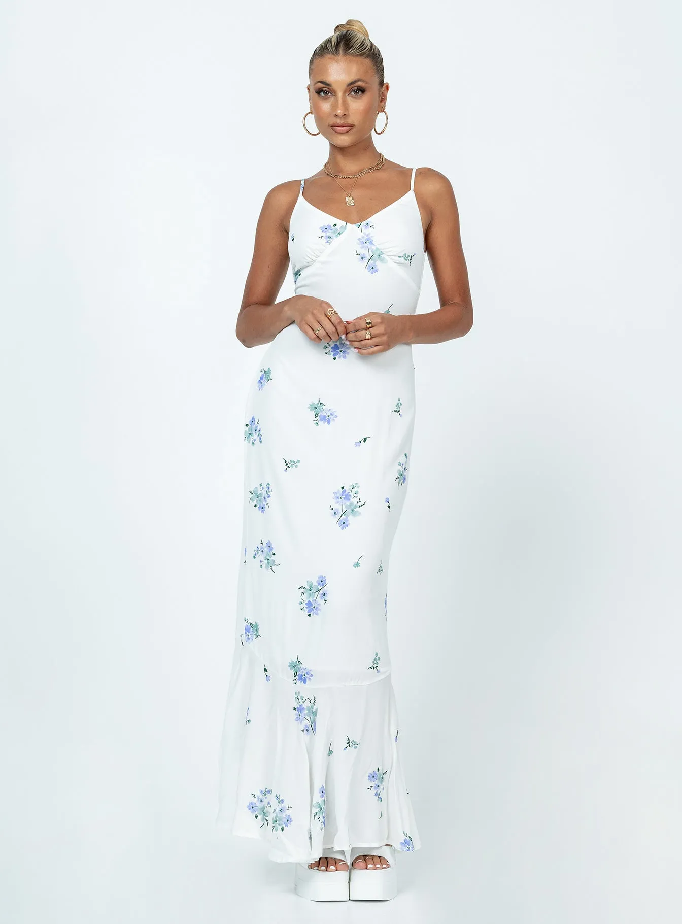 Sing Along Maxi Dress White / Blue sold by Princess Polly product image thumbnail 3