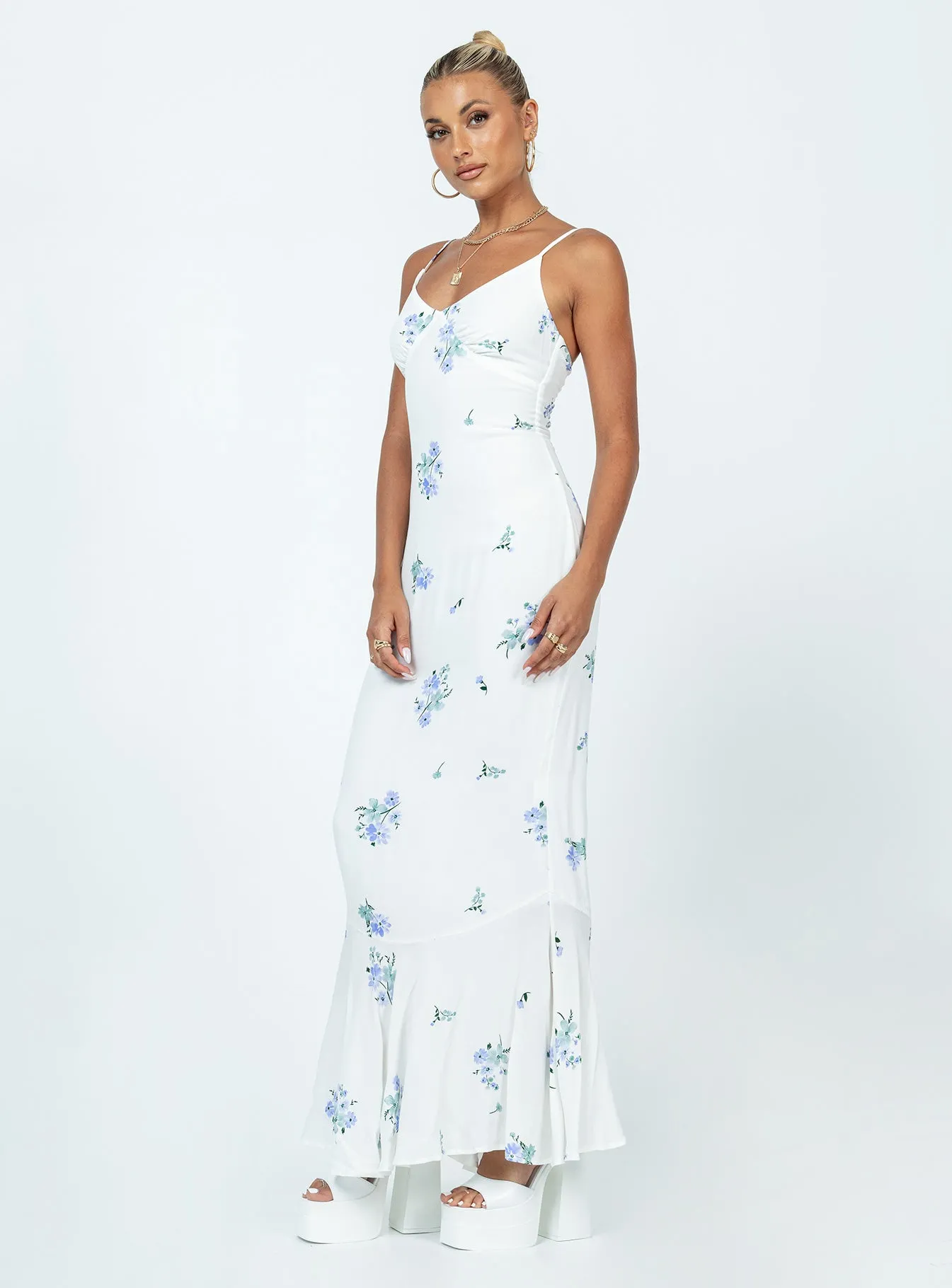 Sing Along Maxi Dress White / Blue sold by Princess Polly product image thumbnail 4