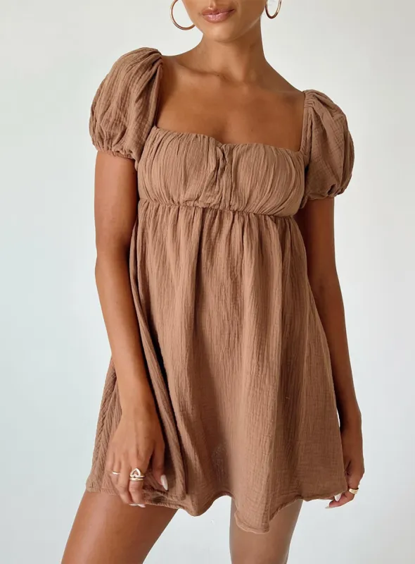Let's Dance Mini Dress Brown sold by Princess Polly