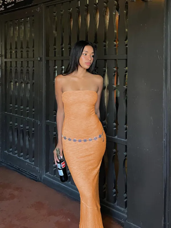 Oscar Midi Dress Orange sold by Princess Polly