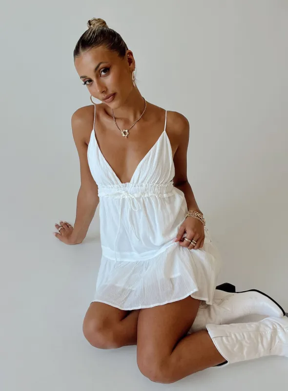 Dionne Mini Dress White sold by Princess Polly