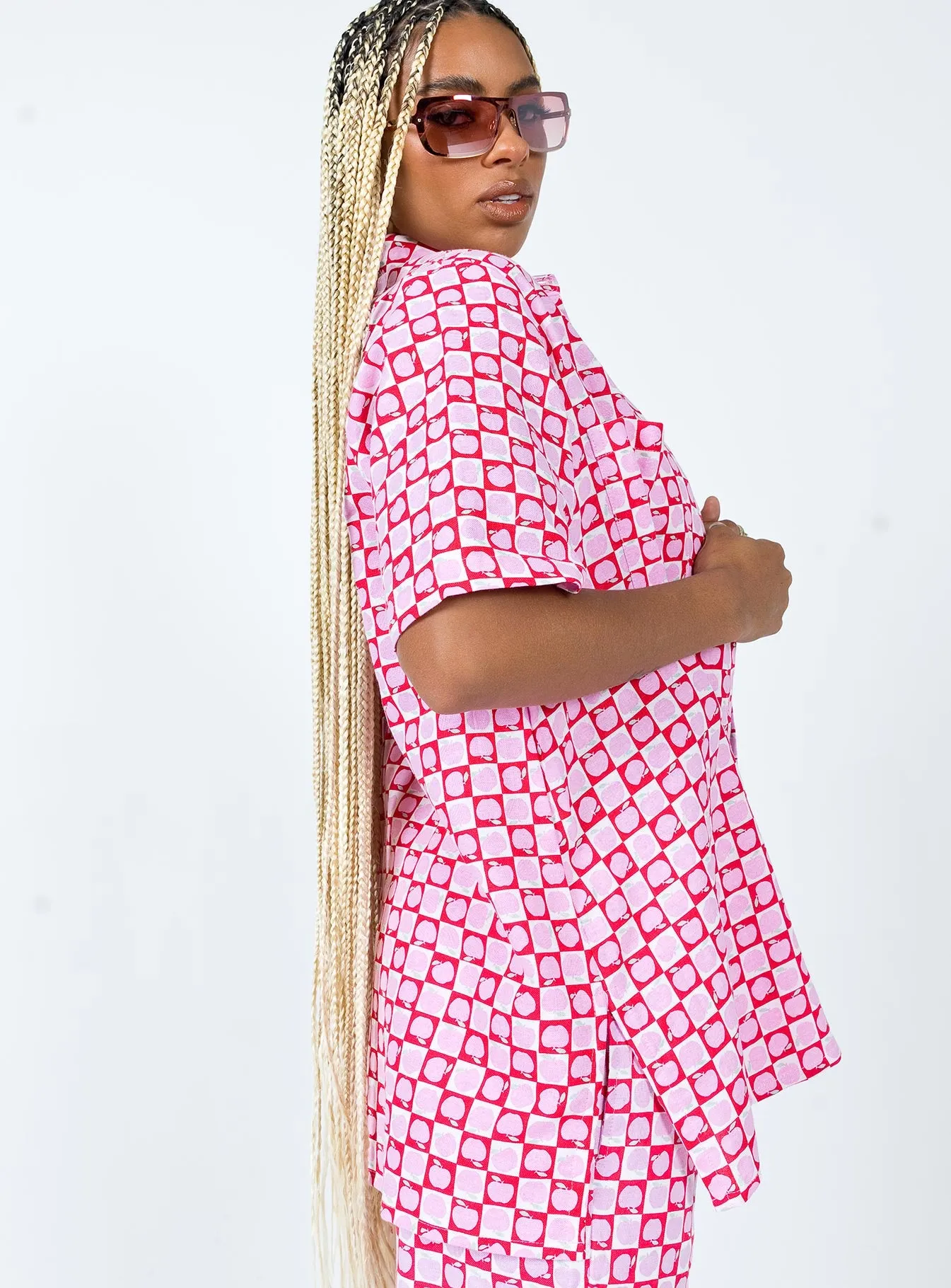 Motel Michita Shirt Apple Check Blush Red sold by Princess Polly product image thumbnail 4