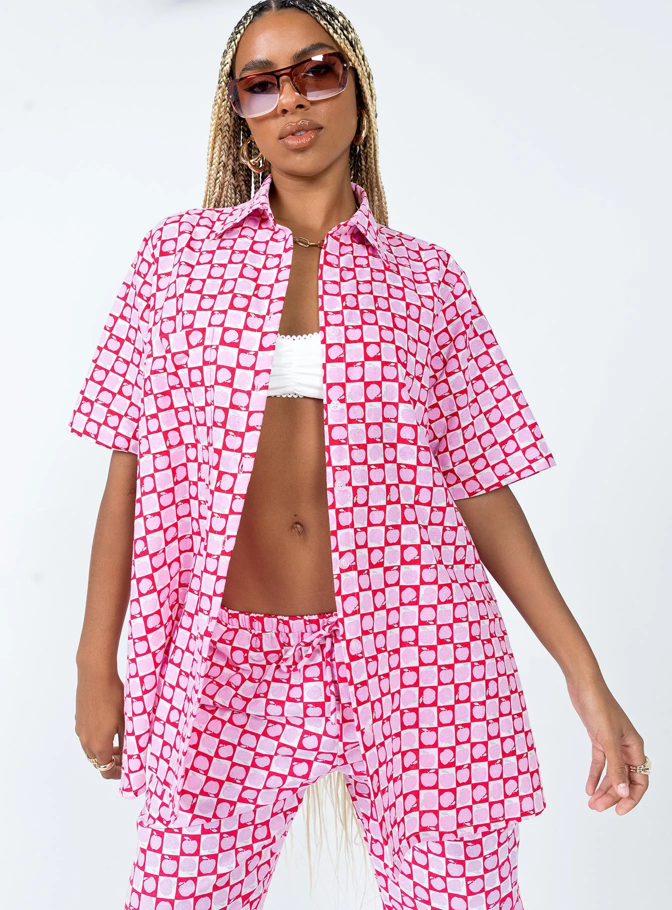 Motel Michita Shirt Apple Check Blush Red sold by Princess Polly product image thumbnail 2