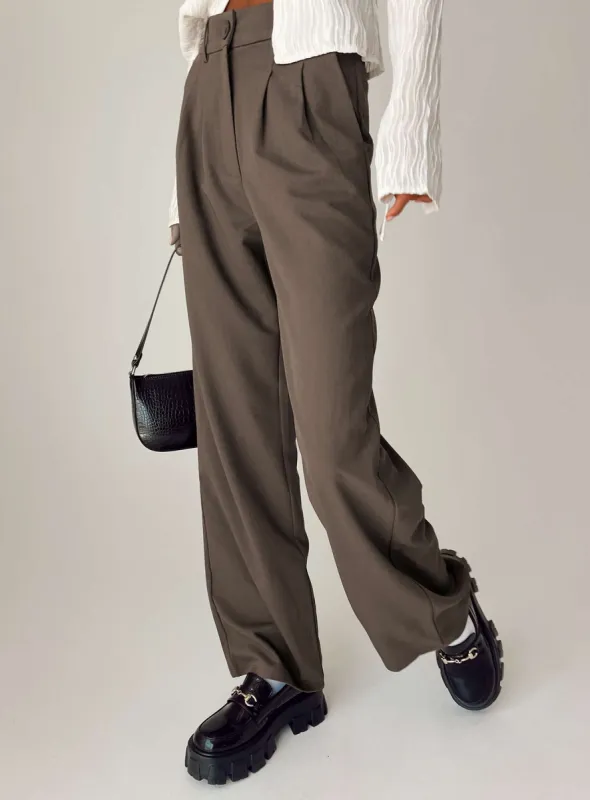 Archer Pants Dark Brown sold by Princess Polly