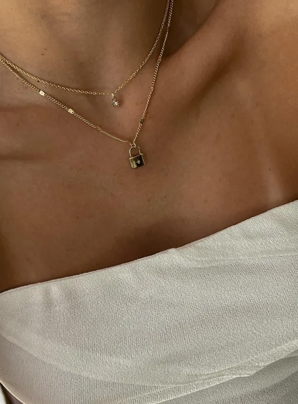 Santino Lock Necklace Pack Gold sold by Princess Polly