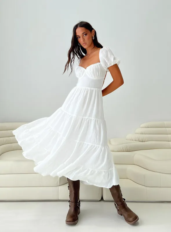 Danny Midi Dress White sold by Princess Polly