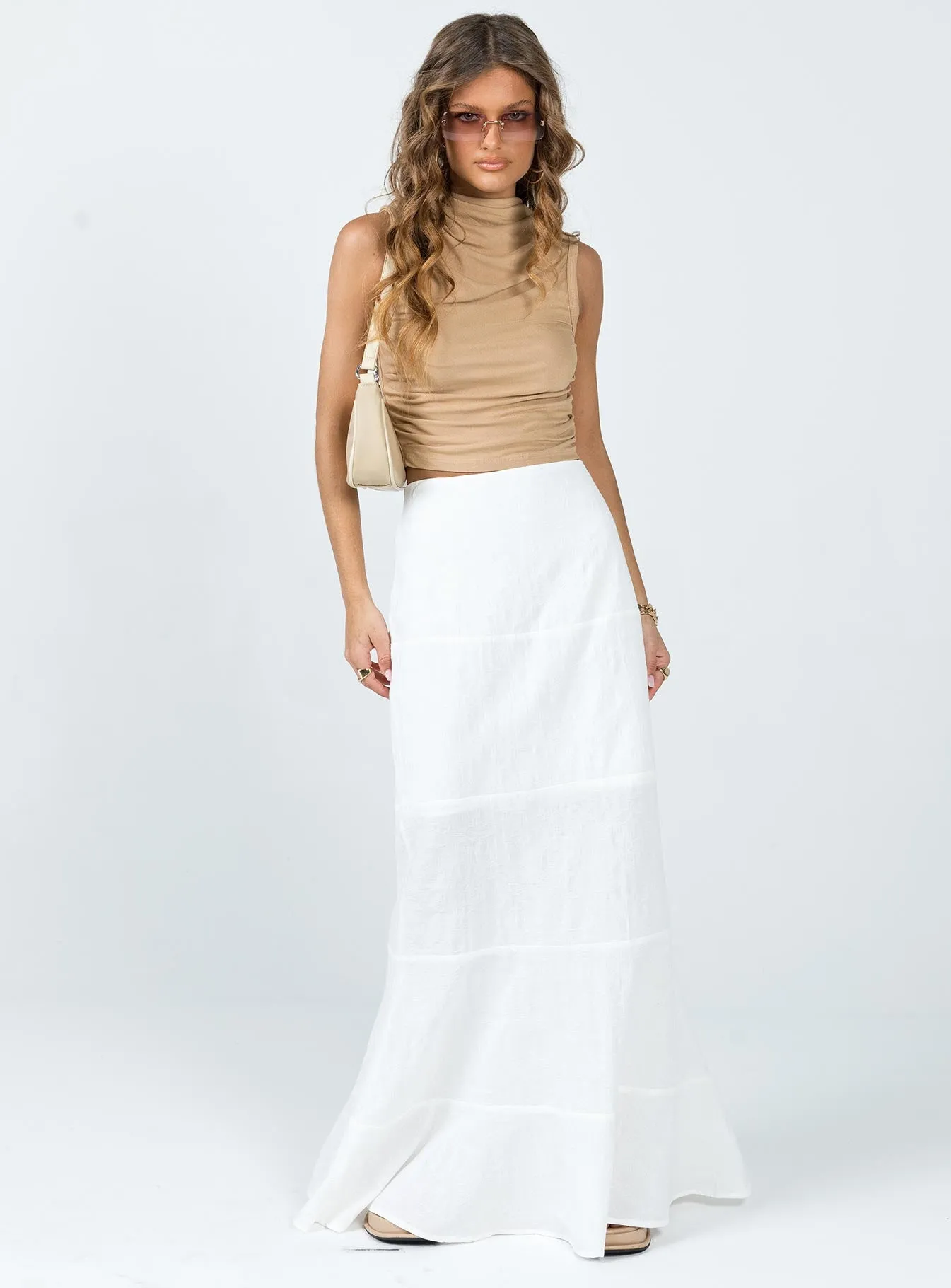 Raven Mid Rise Maxi Skirt White sold by Princess Polly product image thumbnail 5