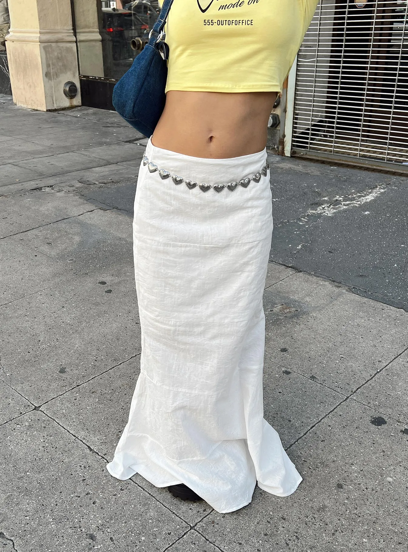 Raven Mid Rise Maxi Skirt White sold by Princess Polly product image thumbnail 2