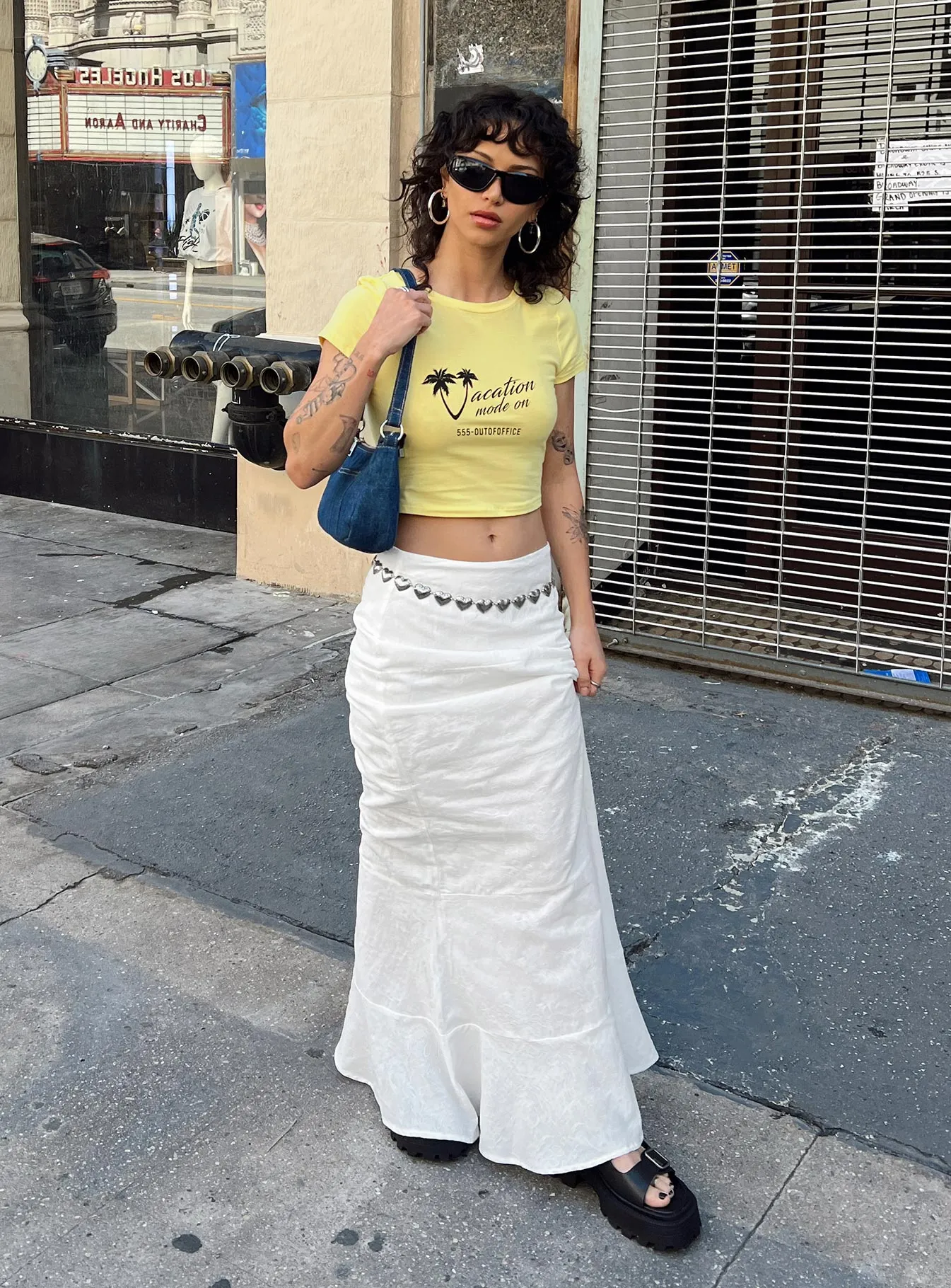 Raven Mid Rise Maxi Skirt White sold by Princess Polly