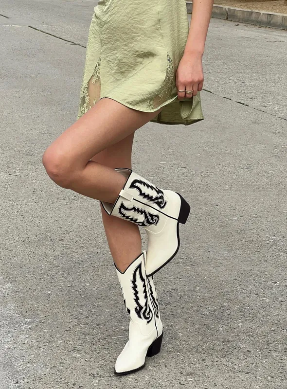 Billini Norva Boots Bone / Black sold by Princess Polly