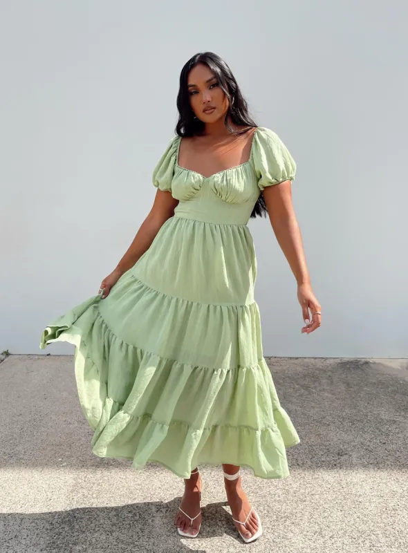 Danny Midi Dress Green sold by Princess Polly