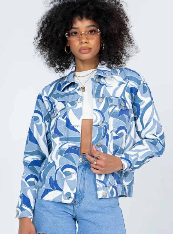 Callum Denim Jacket White sold by Princess Polly