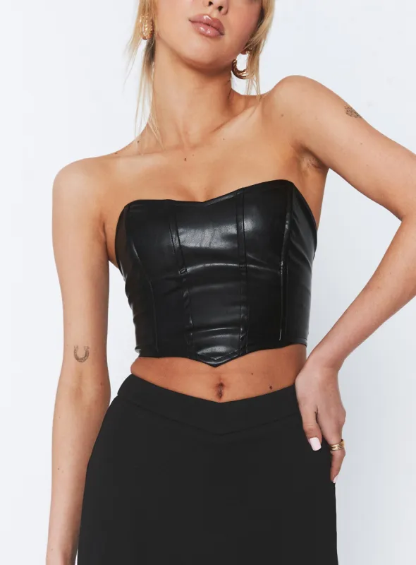 Jessica PU Bustier Black sold by Princess Polly