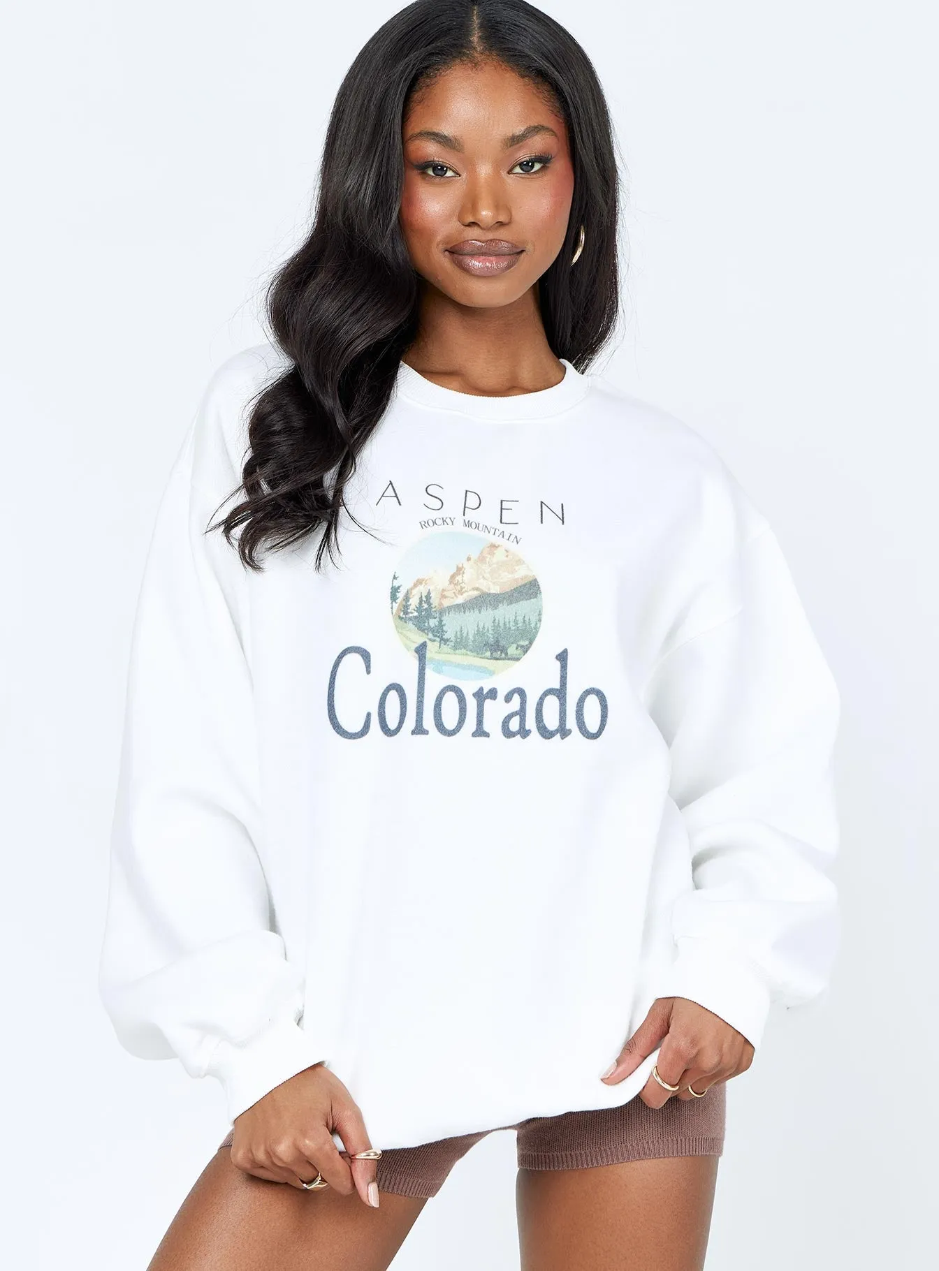 Colorado Oversized Crewneck Sweatshirt White sold by Princess Polly product image thumbnail 2