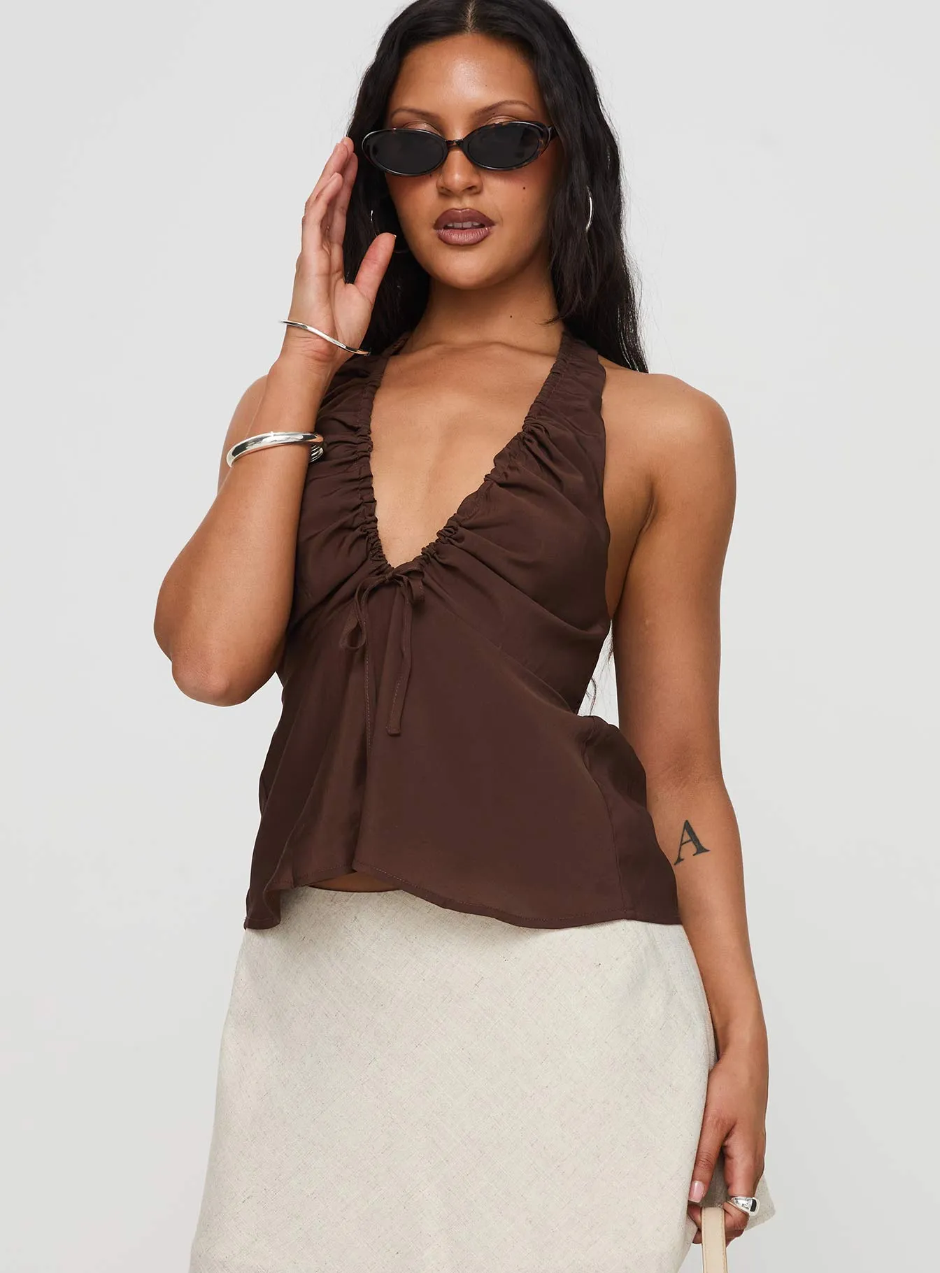 Gadot Halter Top Brown sold by Princess Polly product image thumbnail 2