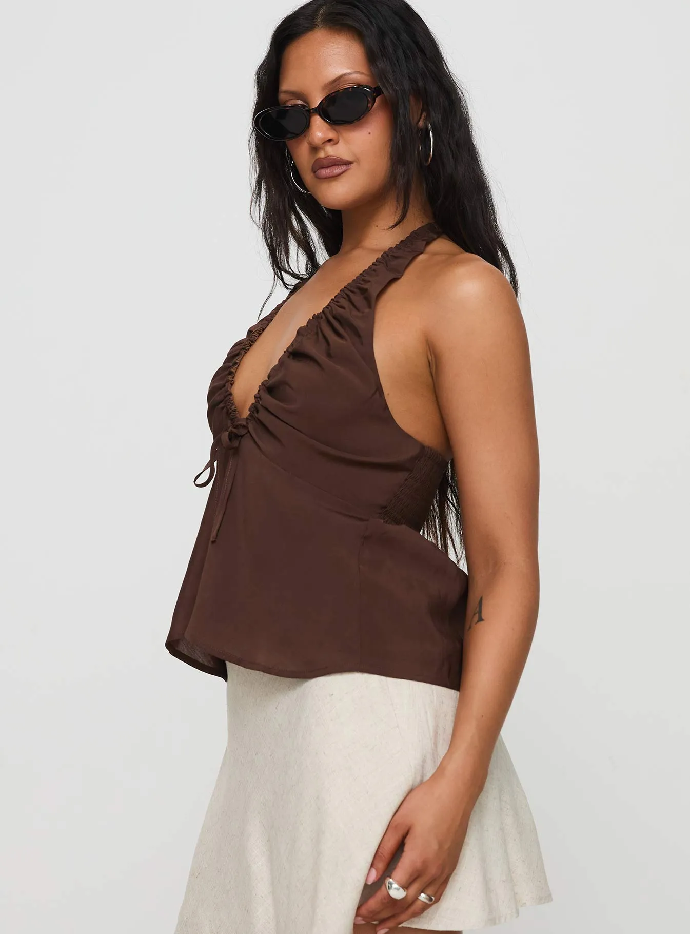 Gadot Halter Top Brown sold by Princess Polly product image thumbnail 4