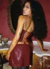 Luste Buckle Mini Skirt Red sold by Princess Polly