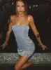Chromatica Strapless Mini Dress Silver sold by Princess Polly