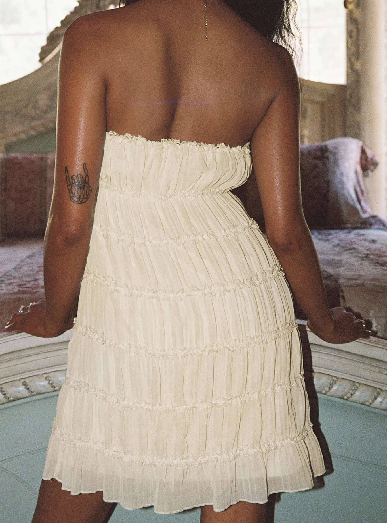 Opalette Strapless Mini Dress Cream sold by Princess Polly product image thumbnail 4