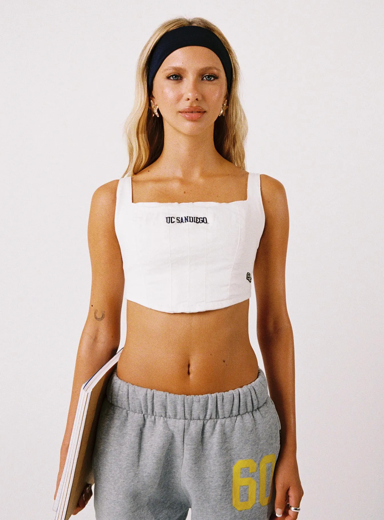 UCSD Denim Corset Top White sold by Princess Polly product image thumbnail 2