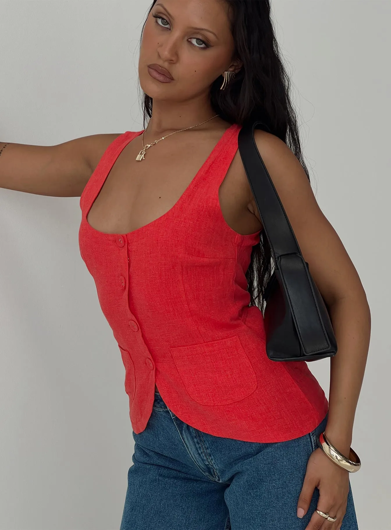 Spirito Vest Top Red sold by Princess Polly