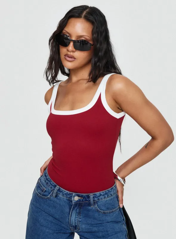 Astrea Bodysuit Red / White sold by Princess Polly