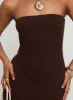 Bellaire Strapless Maxi Dress Brown sold by Princess Polly