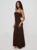 Bellaire Strapless Maxi Dress Brown sold by Princess Polly