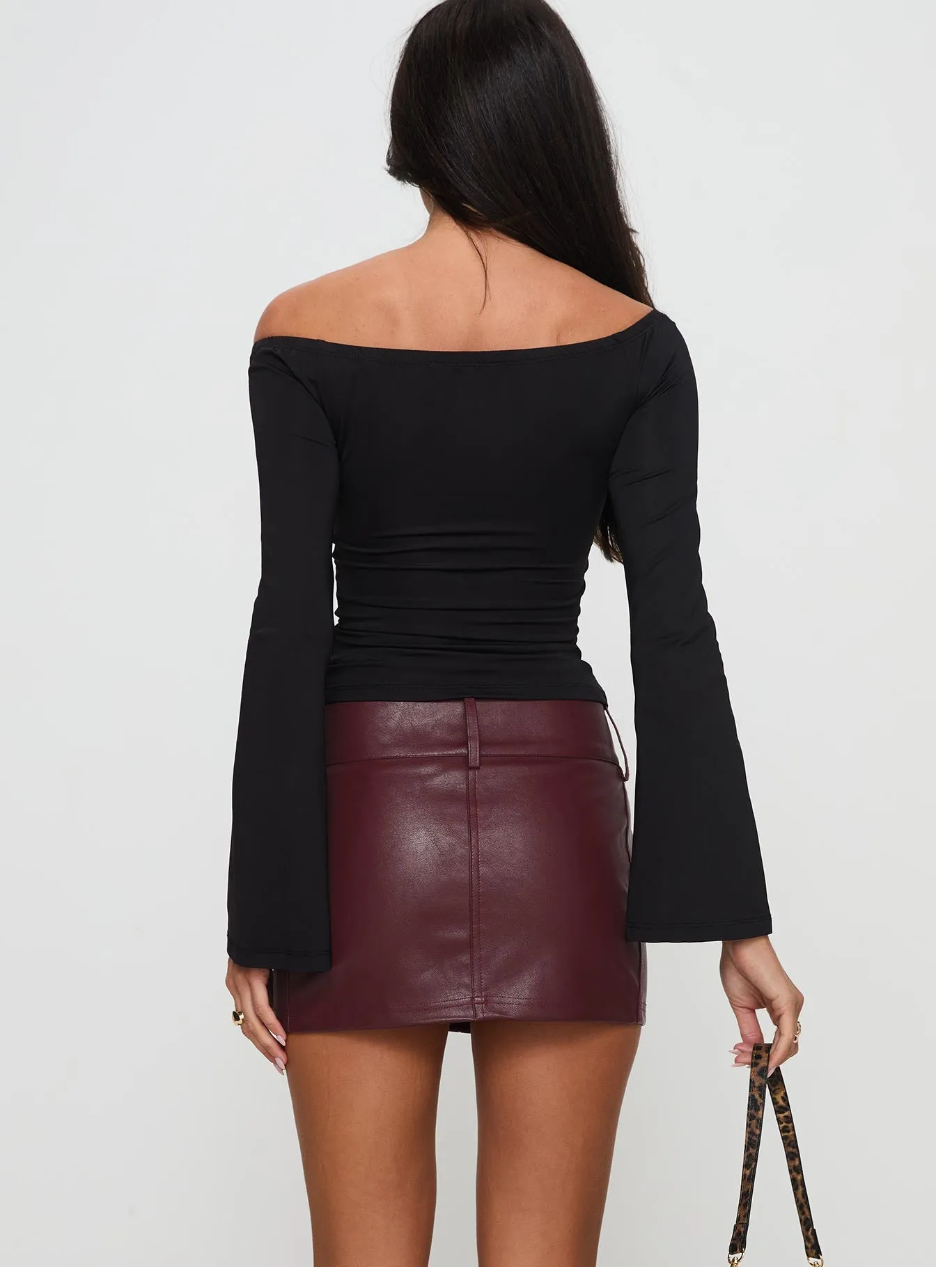 Magee Faux Leather Mini Skirt Burgundy sold by Princess Polly product image thumbnail 5