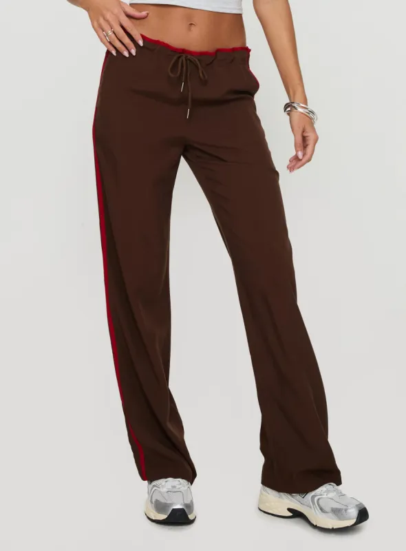 Maranie Pants Brown / Red sold by Princess Polly