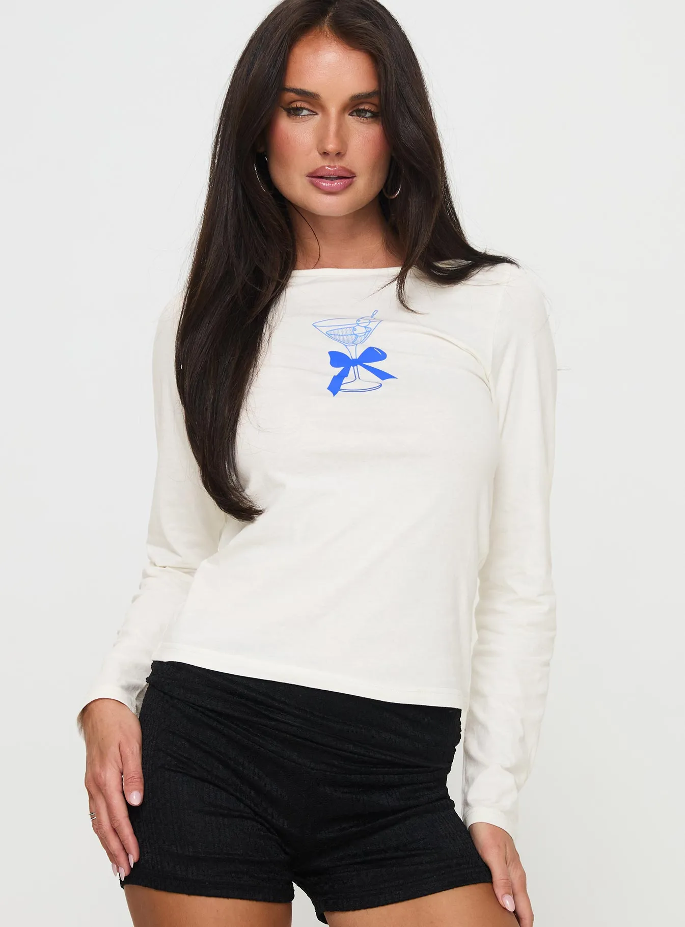 Martini Bow Long Sleeve Top Cream sold by Princess Polly product image thumbnail 2