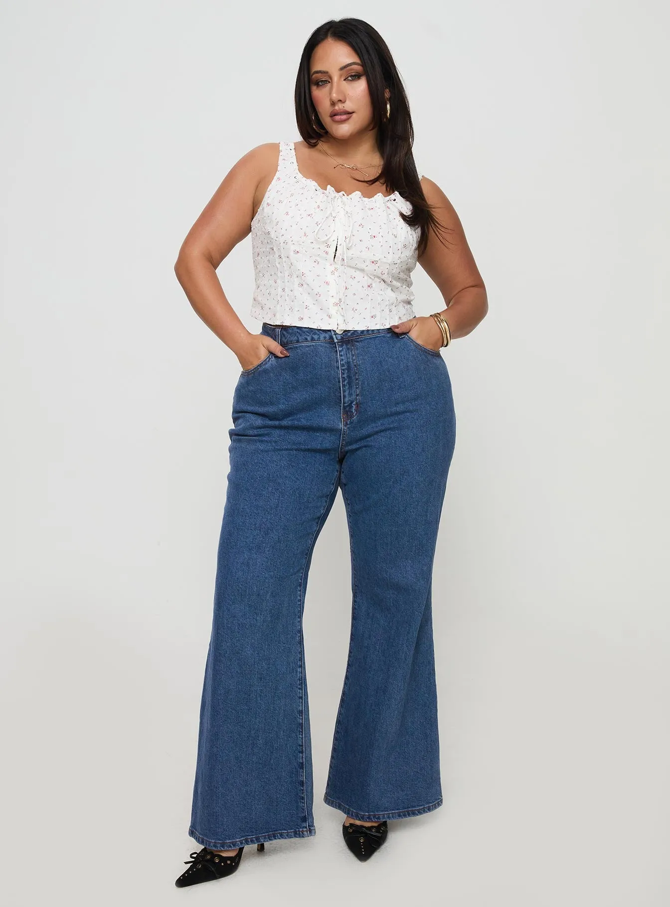 Lucille High Rise Flared Jeans Mid Wash Curve sold by Princess Polly product image thumbnail 2