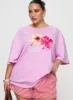 Hibiscus Haven Oversized Tee Pink Curve sold by Princess Polly