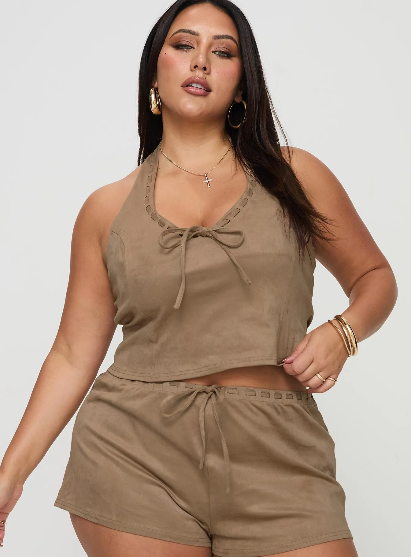 Eternal Youth Faux Suede Top Taupe Curve sold by Princess Polly product image thumbnail 2
