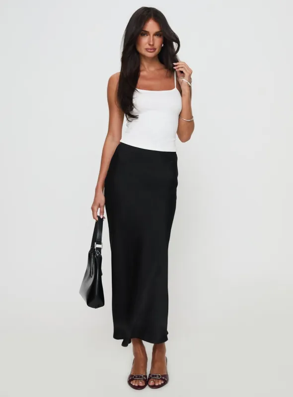 Haley Maxi Skirt Black sold by Princess Polly